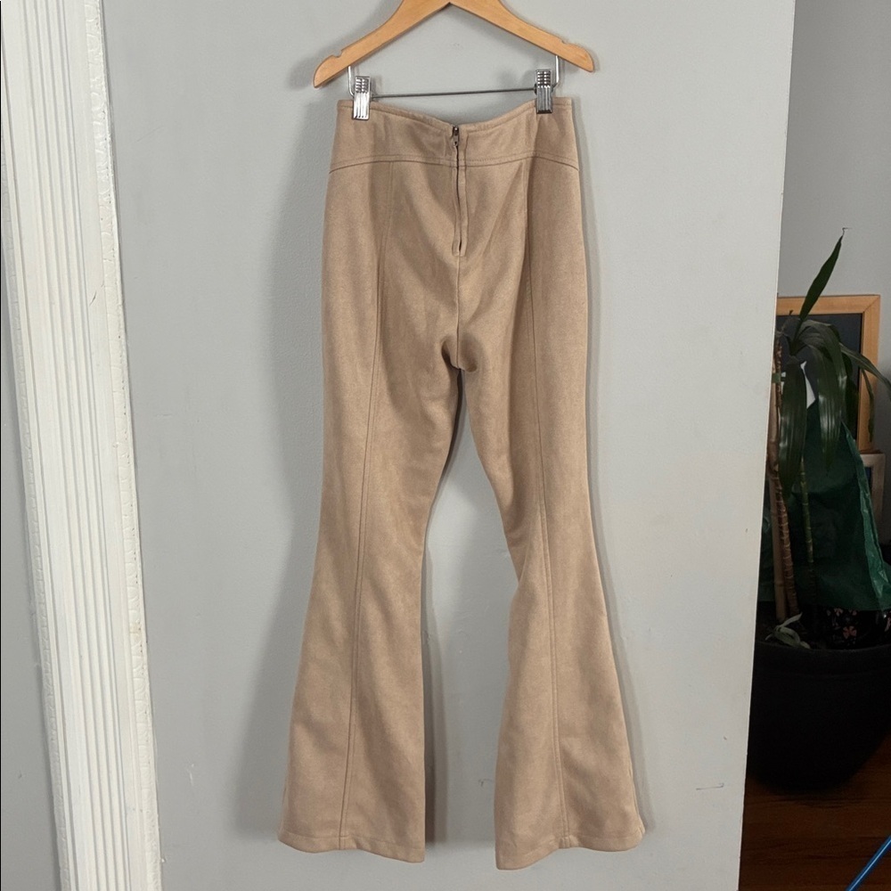 Forever 21 Faux Suede Split Hem Flare Pants Khaki Sz XS - Picture 5 of 8